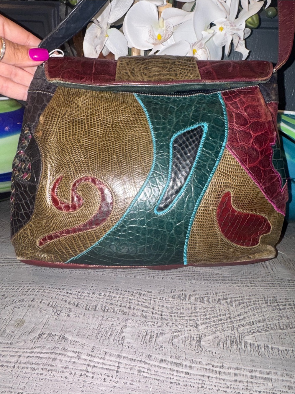 Sharif Multicolor Beautifully Designed Patchwork Leather Shoulder Bag - Picture 2 of 14